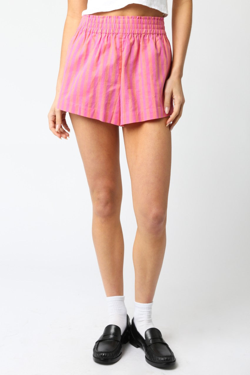 Lyra Stripe Shorts- Pink/Orange