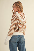 Tennie Stripe Hoodie- Ivory/Mocha