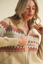 Lysa Isle Zip Up Cardigan- Sand
