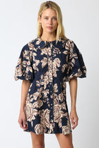 Pamila Balloon Mini Dress- Navy