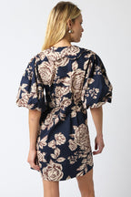 Pamila Balloon Mini Dress- Navy