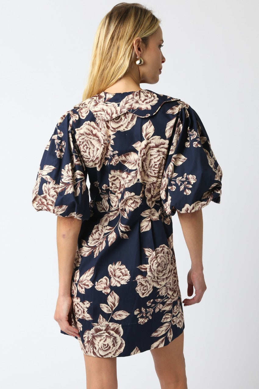 Pamila Balloon Mini Dress- Navy