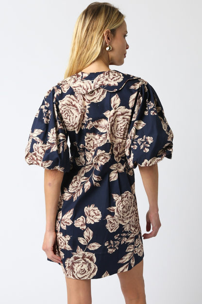Pamila Balloon Mini Dress- Navy