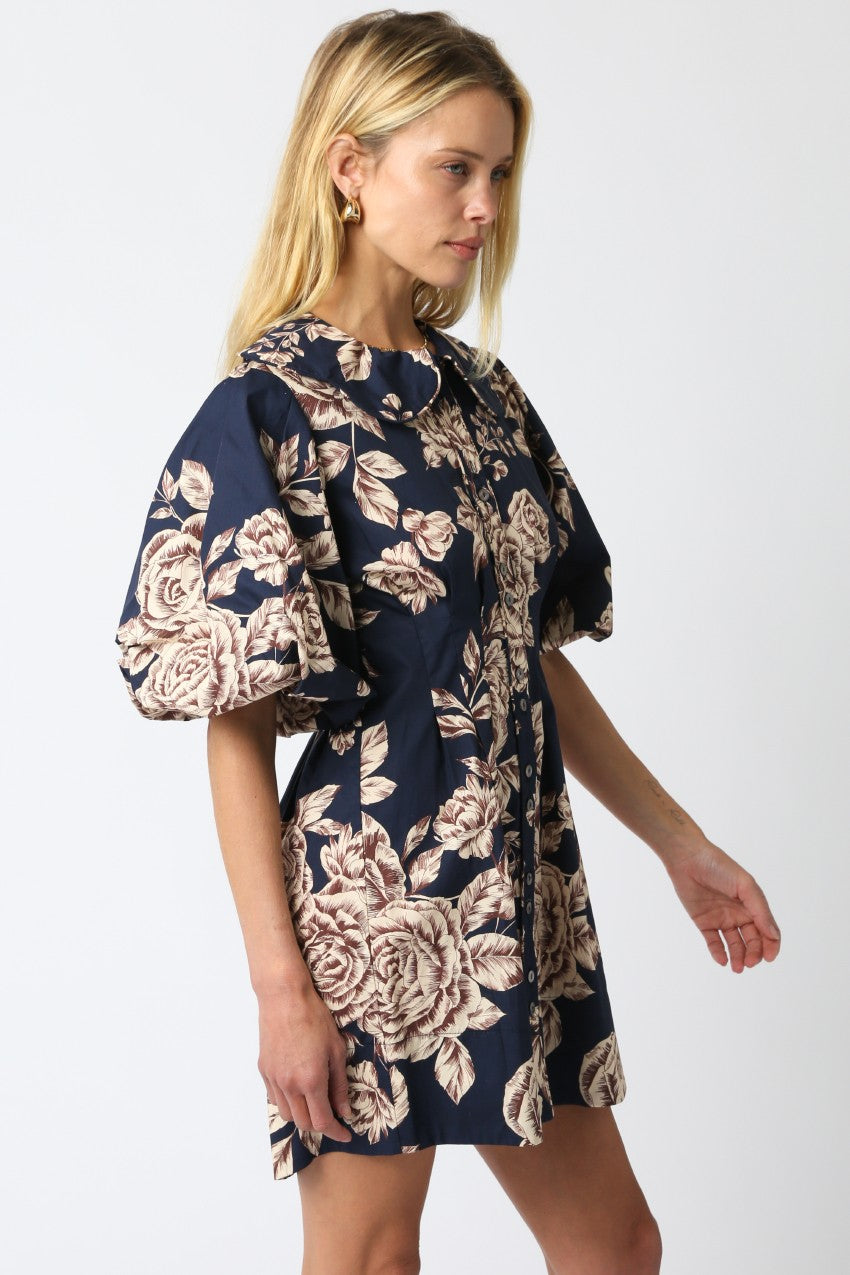 Pamila Balloon Mini Dress- Navy