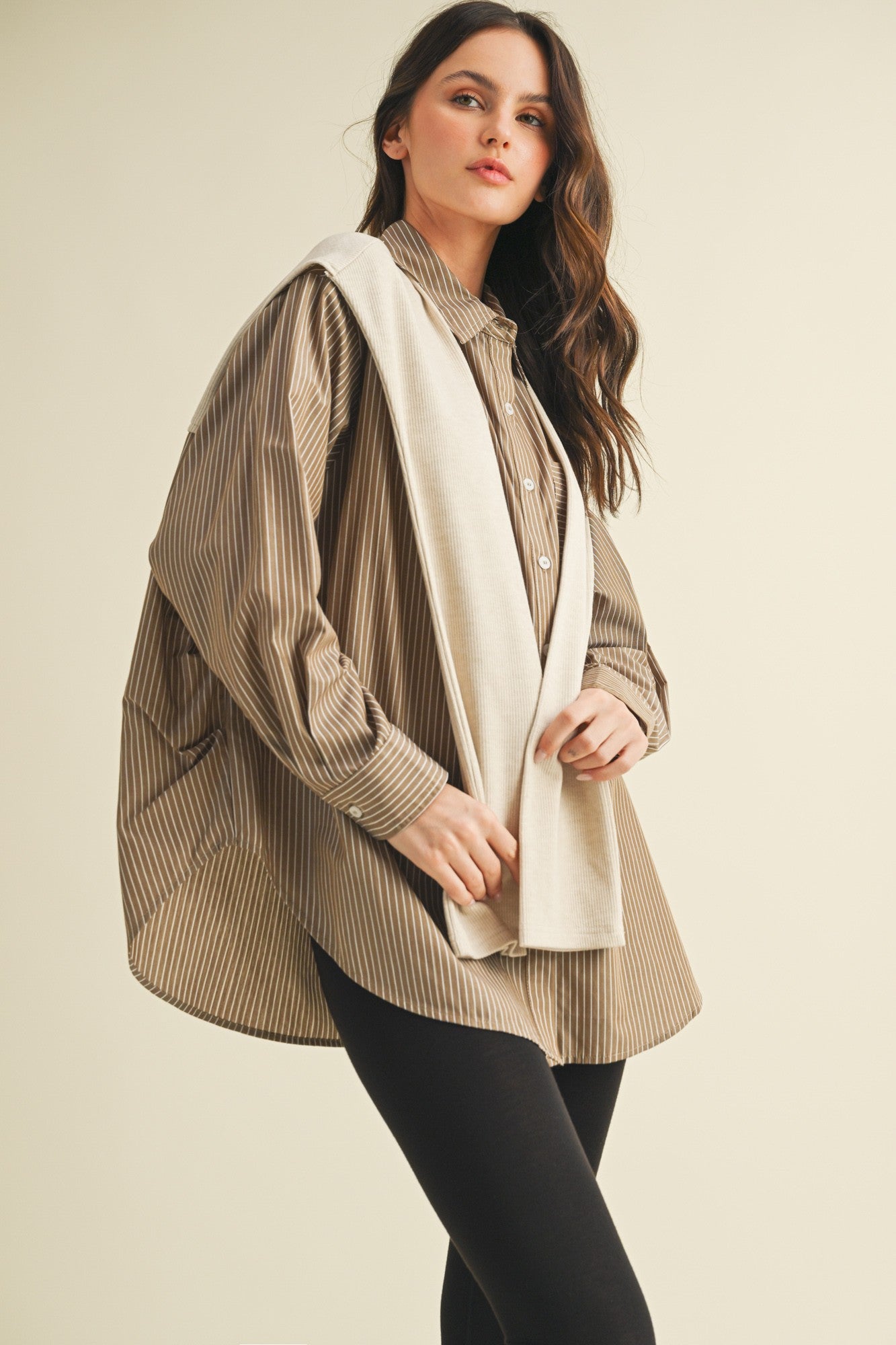 Maylen Stripe Top- Brown