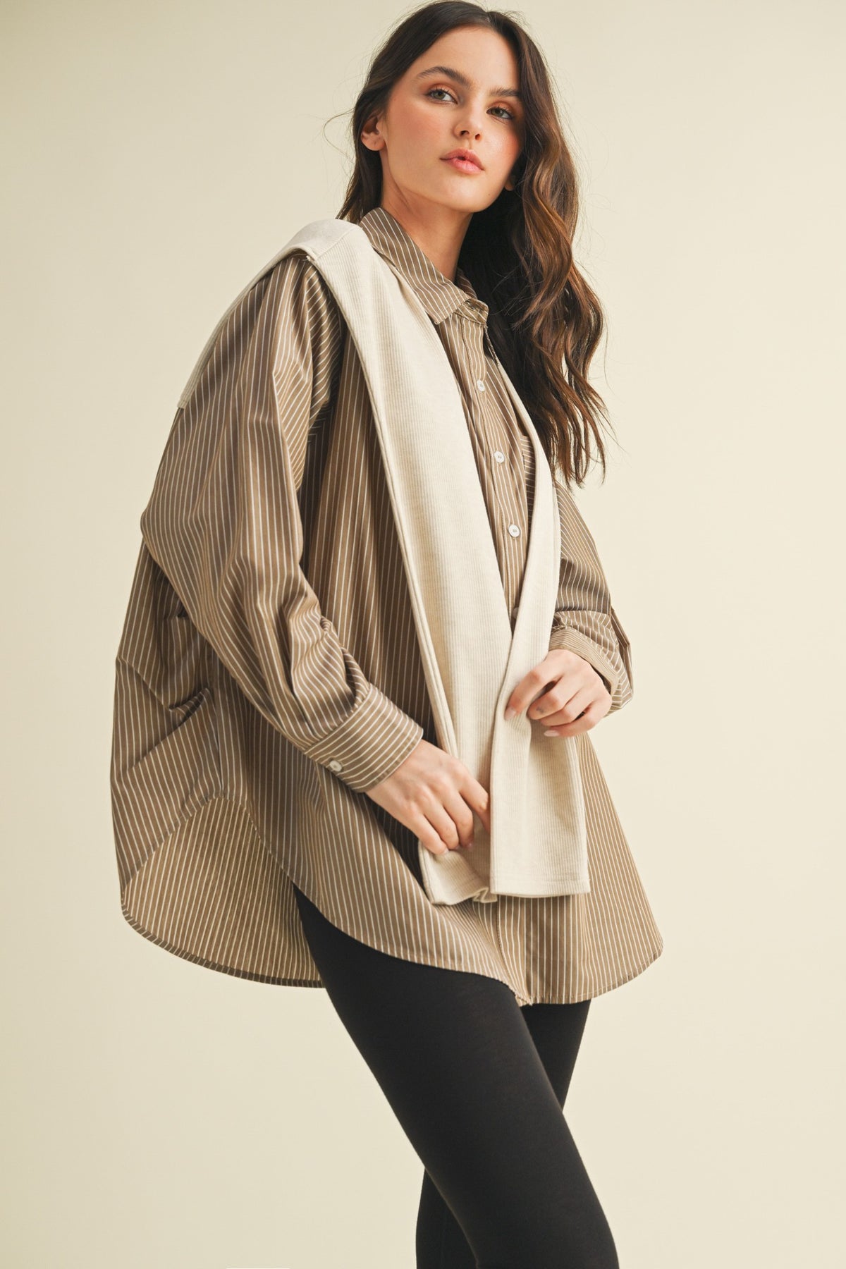 Maylen Stripe Top- Brown