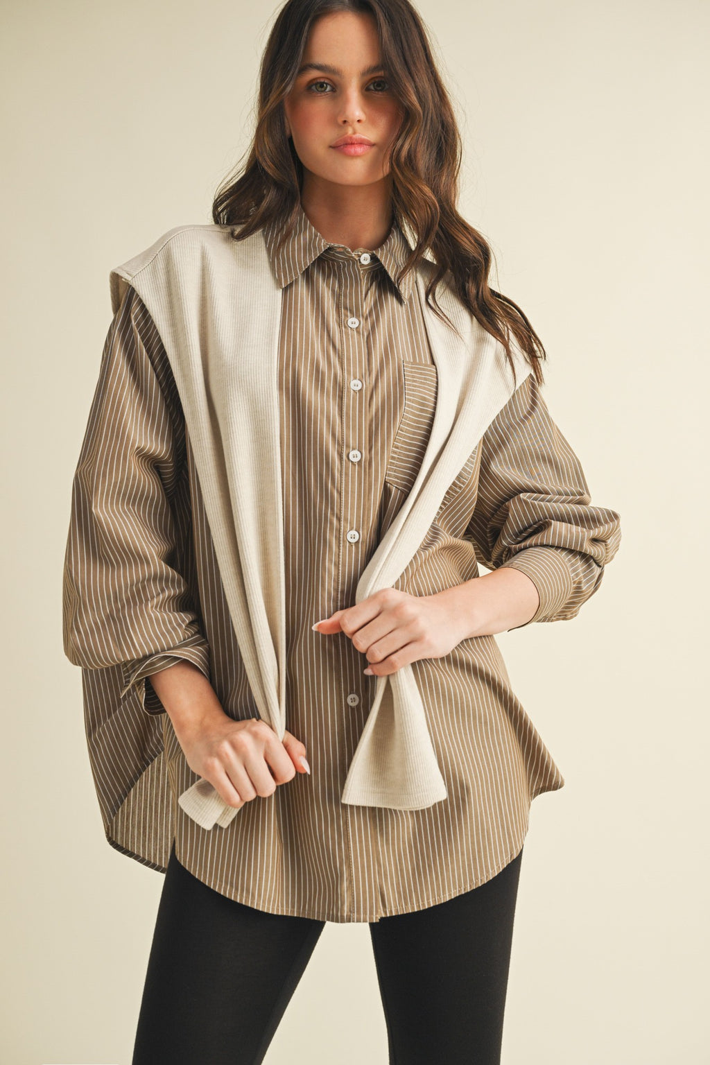Maylen Stripe Top- Brown