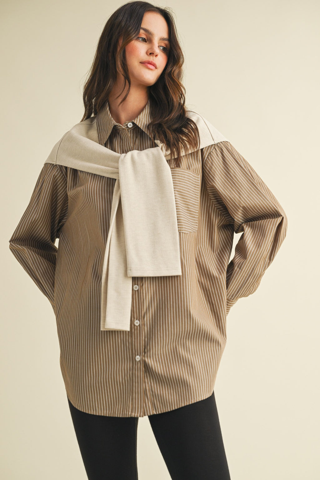 Maylen Stripe Top- Brown