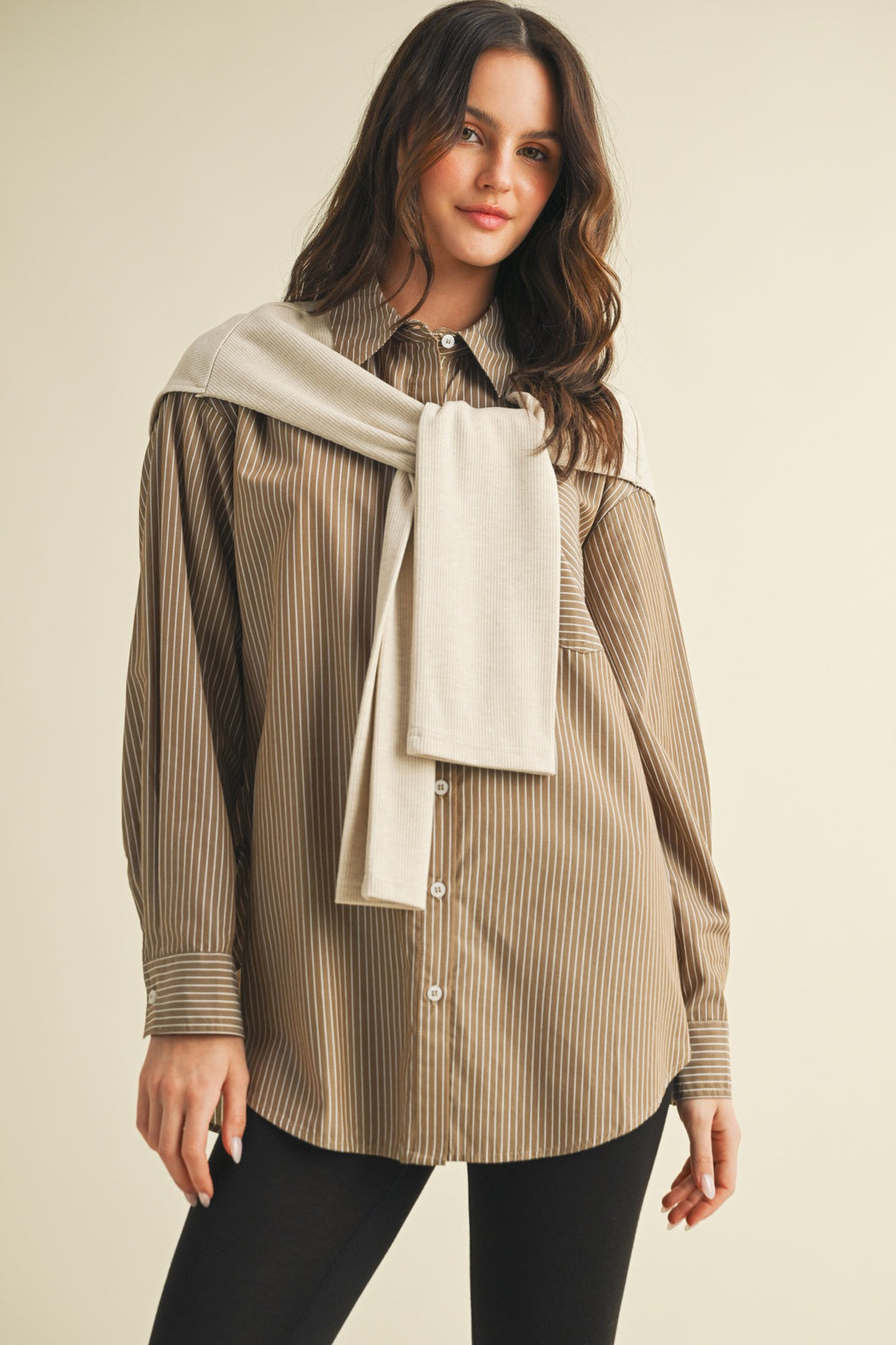 Maylen Stripe Top- Brown