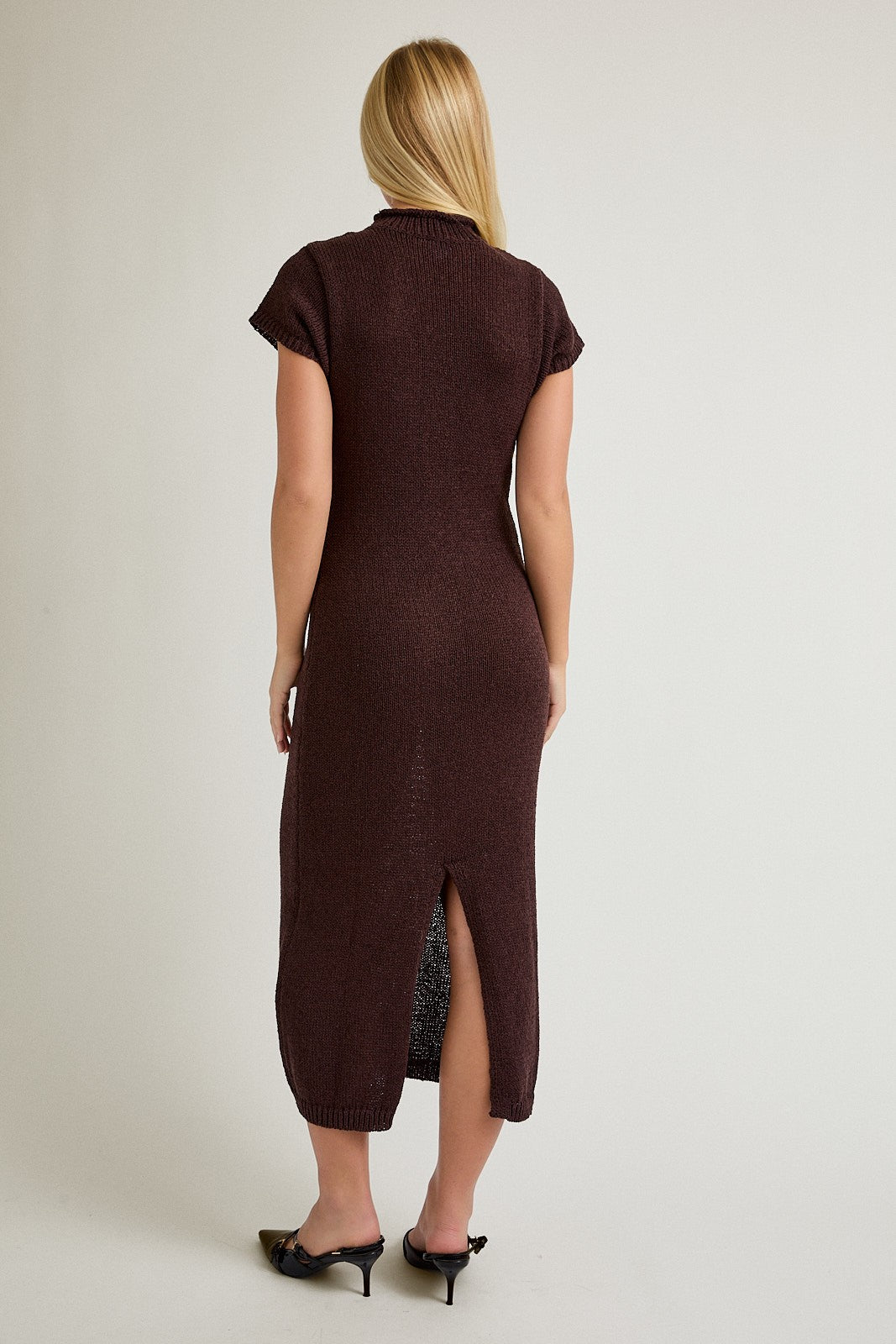 Grayson Sweater Midi Dress- Brown