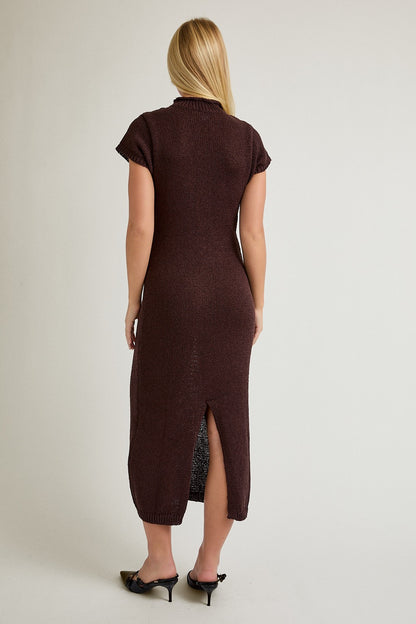 Grayson Sweater Midi Dress- Brown