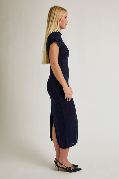 Grayson Sweater Midi Dress- Navy