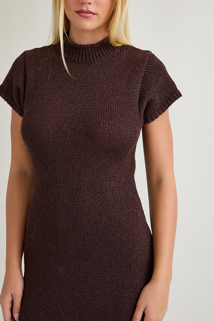Grayson Sweater Midi Dress- Brown