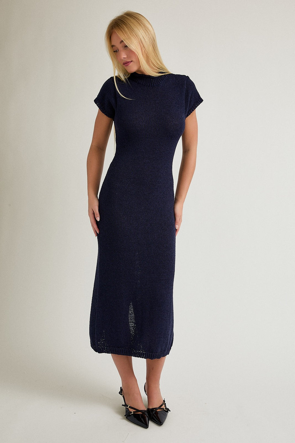 Grayson Sweater Midi Dress- Navy