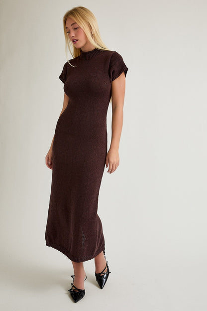 Grayson Sweater Midi Dress- Brown