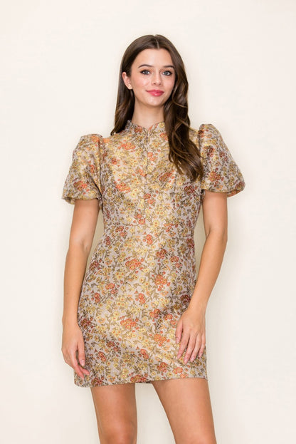 Zosia Mini Dress- Taupe/Rust