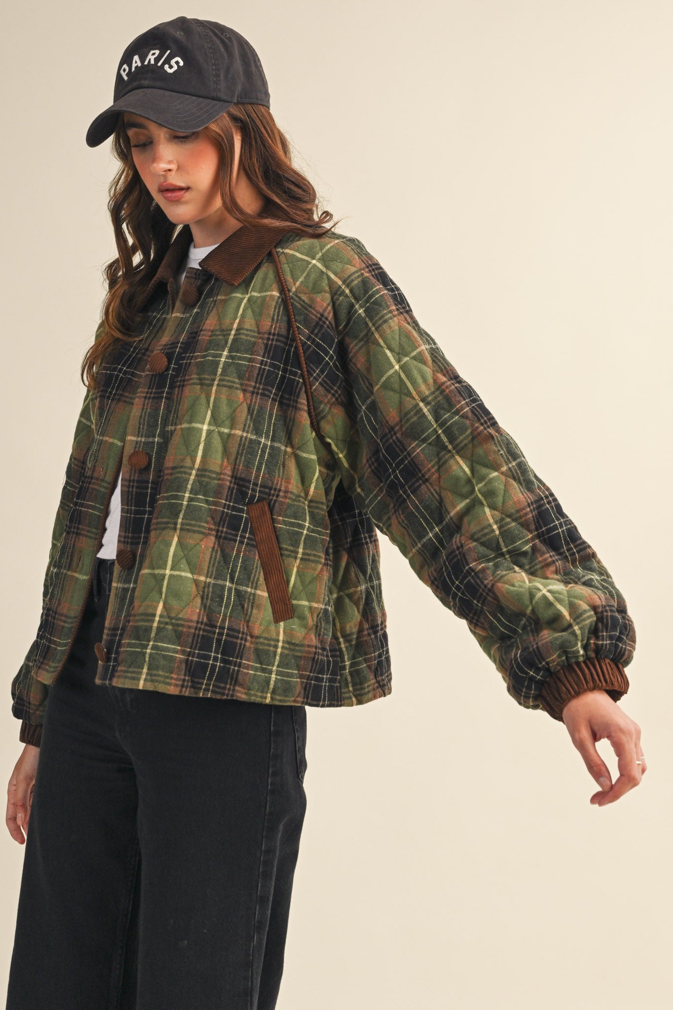 Morgen Plaid Jacket- Olive