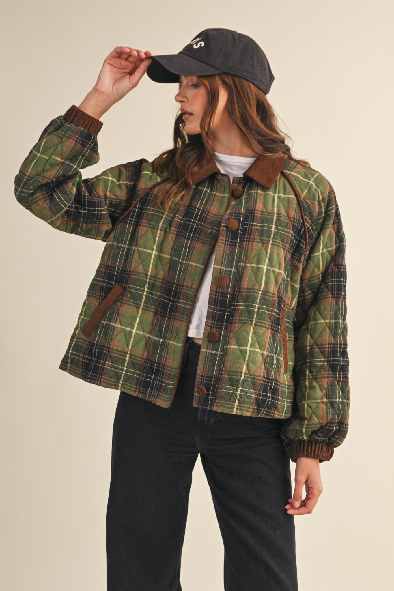 Morgen Plaid Jacket- Olive