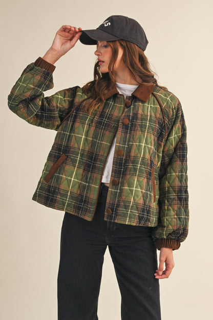 Morgen Plaid Jacket- Olive