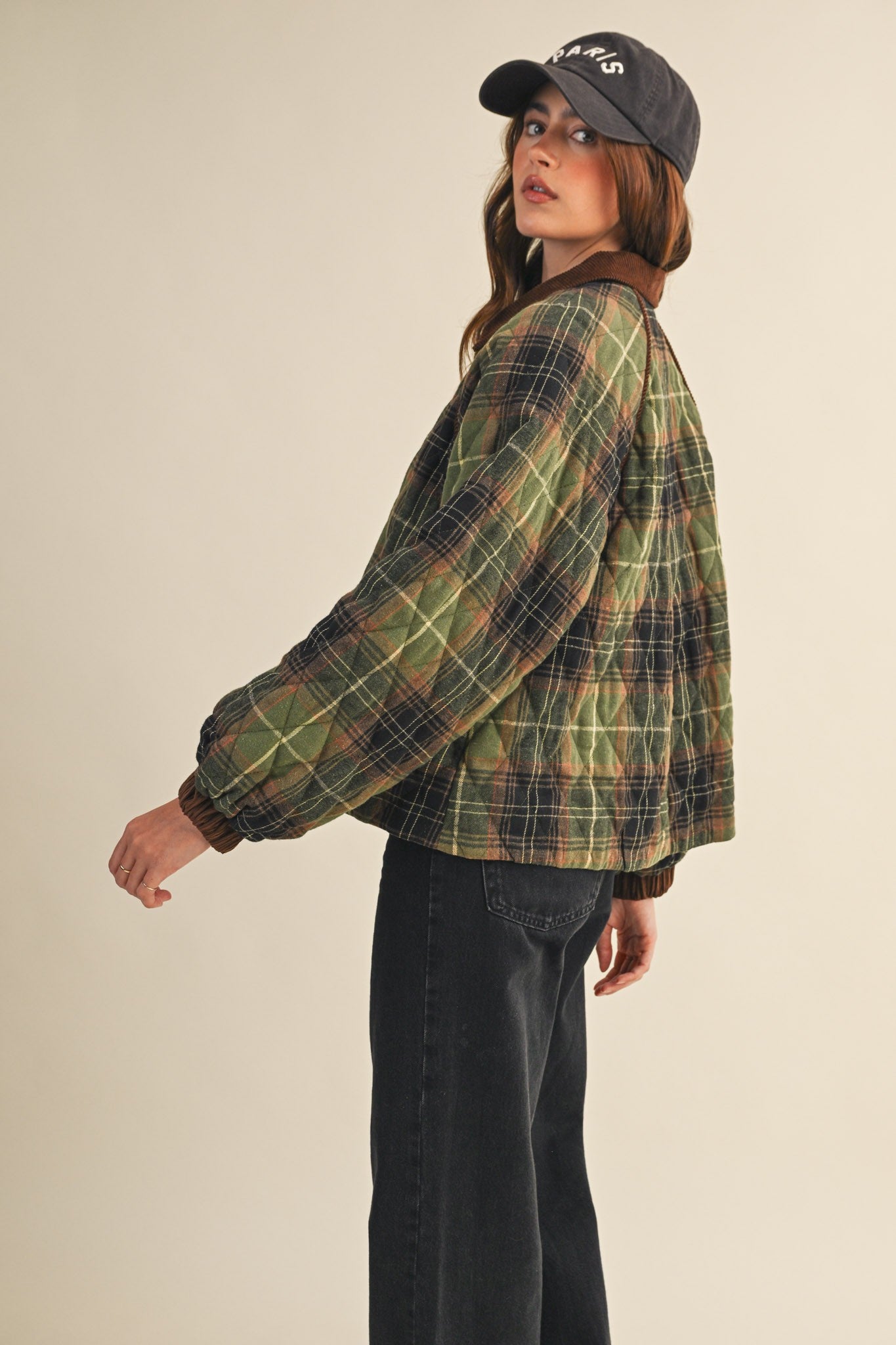 Morgen Plaid Jacket- Olive