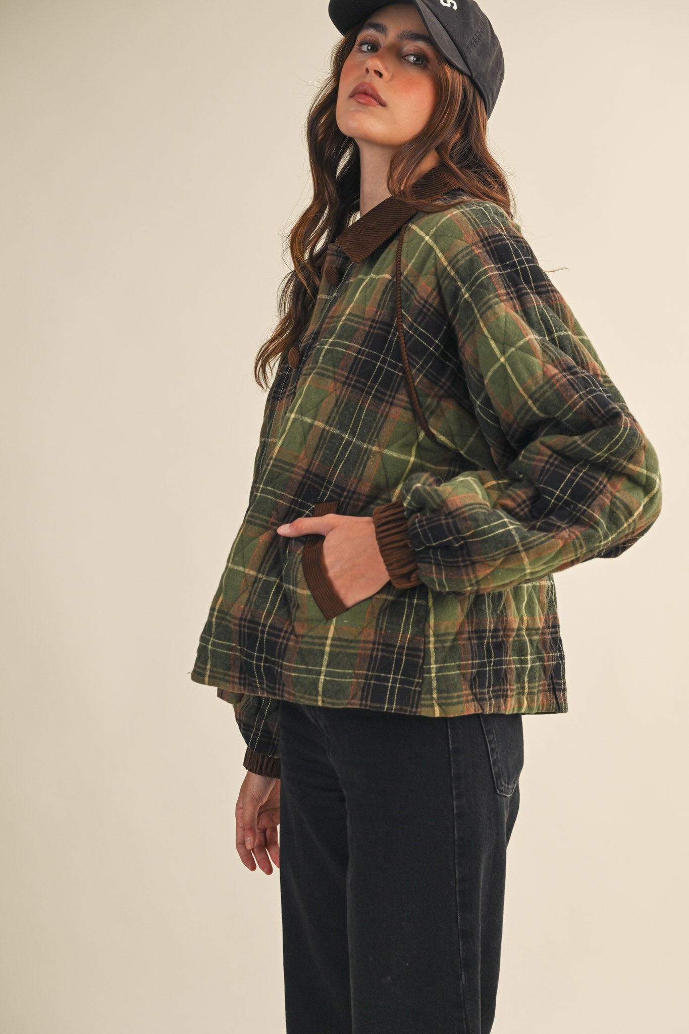 Morgen Plaid Jacket- Olive