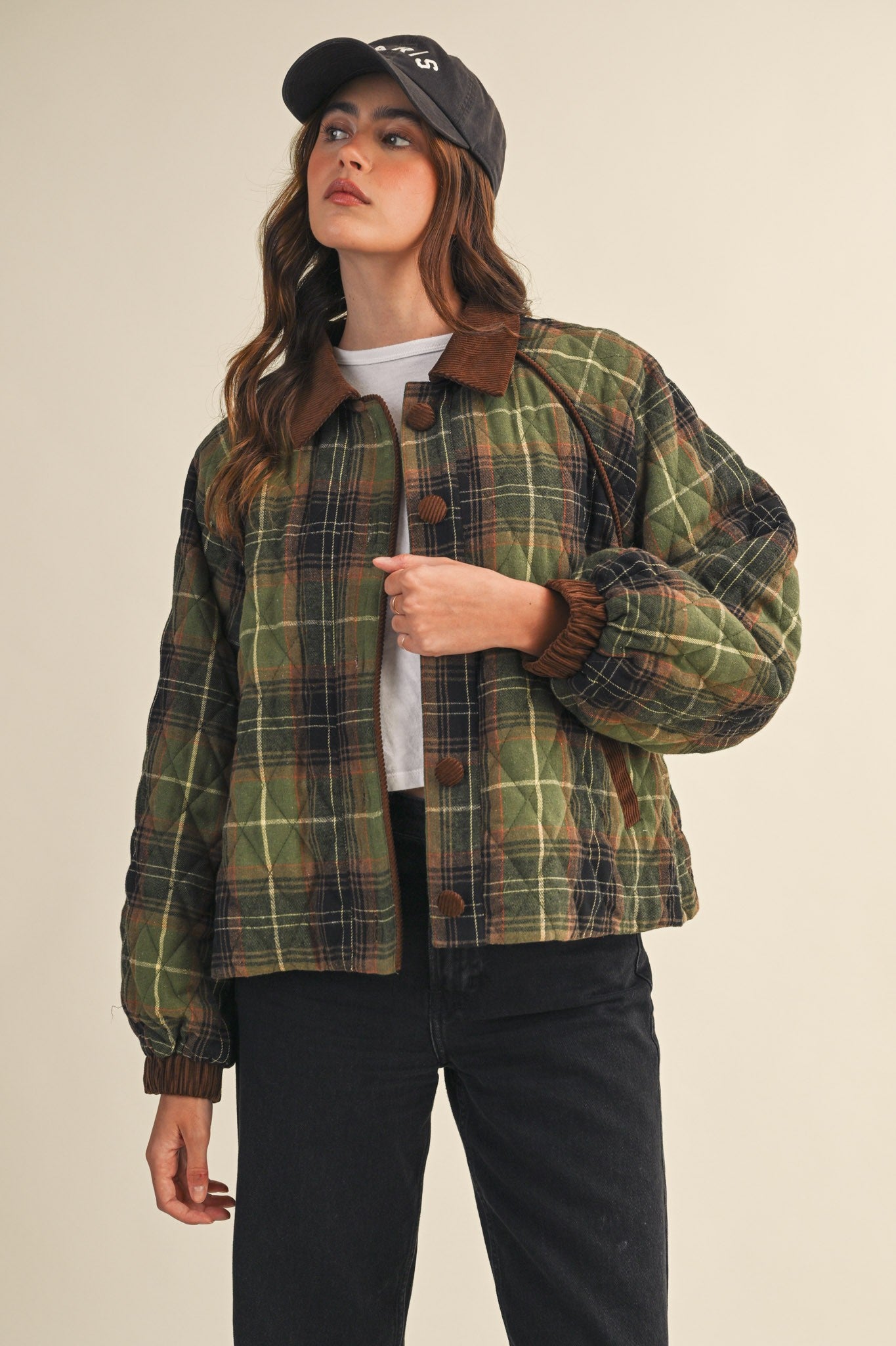 Morgen Plaid Jacket- Olive