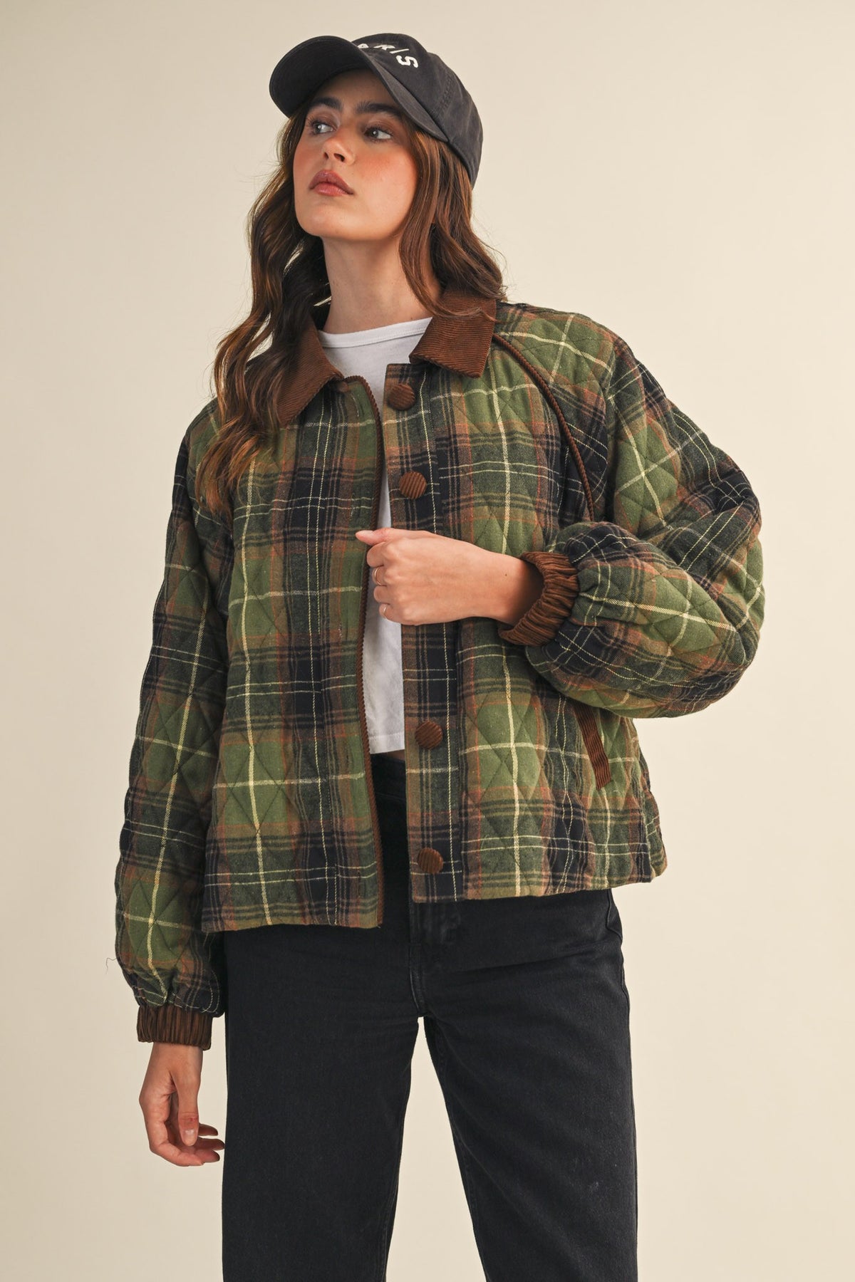 Morgen Plaid Jacket- Olive