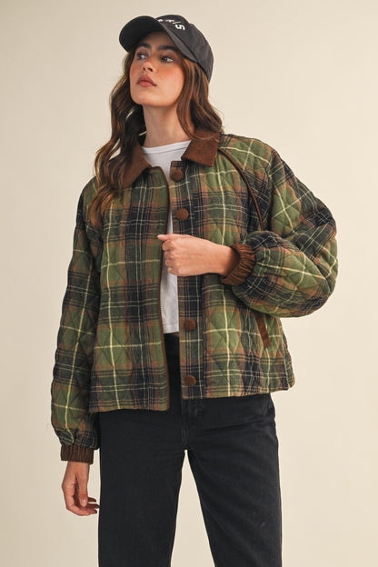 Morgen Plaid Jacket- Olive