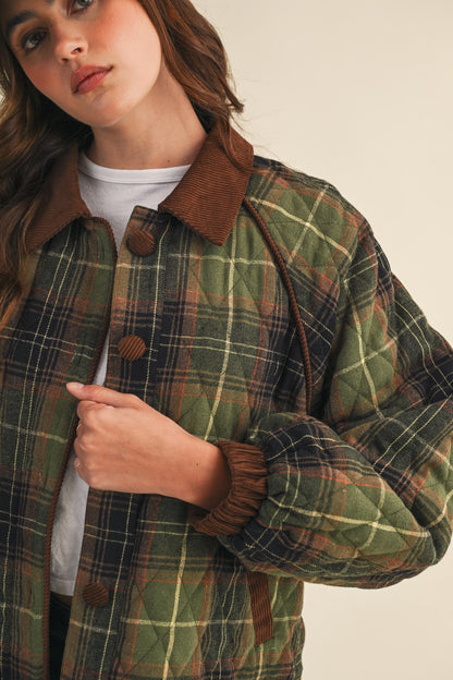 Morgen Plaid Jacket- Olive