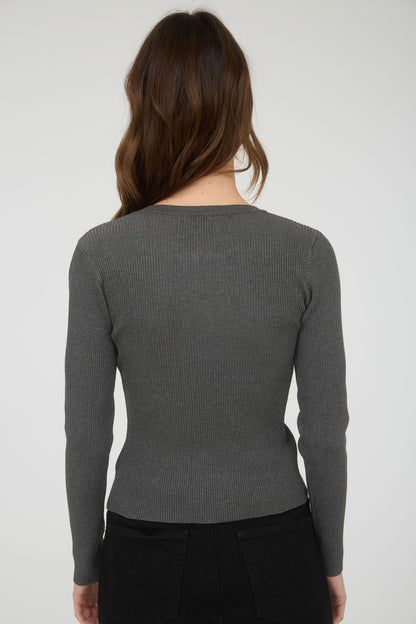 Laken Long Sleeve Cardigan- Grey