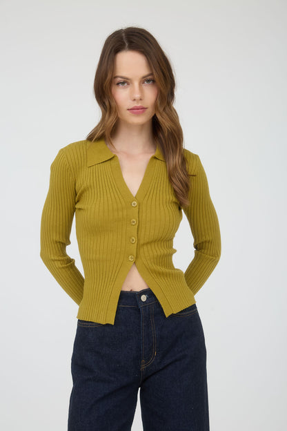 Harlan Knit Top- Kiwi Olive