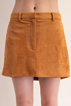 Suede Mini Skirt- Camel