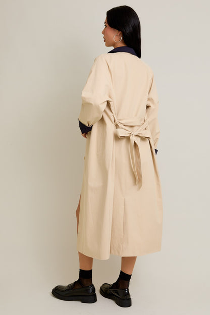 Daley Trench Coat- Beige/Navy