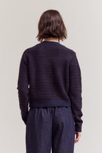 Celine Stripe Cardigan- Midnight