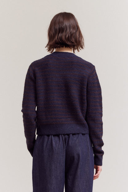 Celine Stripe Cardigan- Midnight