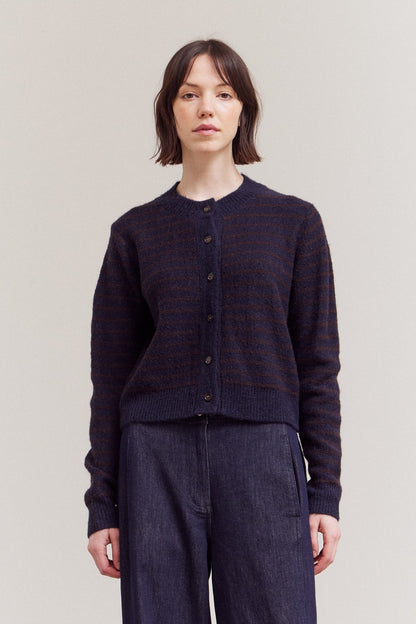 Celine Stripe Cardigan- Midnight