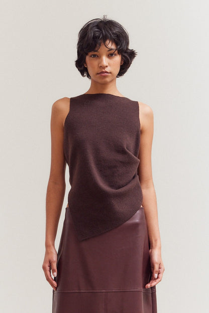 Zella Sweater Tank- Dark Chocolate
