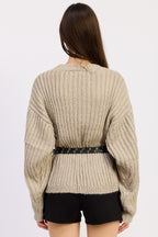 City Stroll Cardigan with Belt- Warm Grey