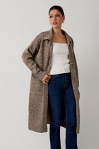 Collared Maxi Cardigan- Brown