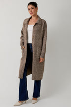 Collared Maxi Cardigan- Brown