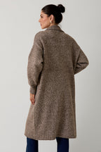 Collared Maxi Cardigan- Brown
