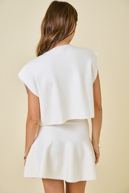Hollis Sweater Skirt Set- Cream