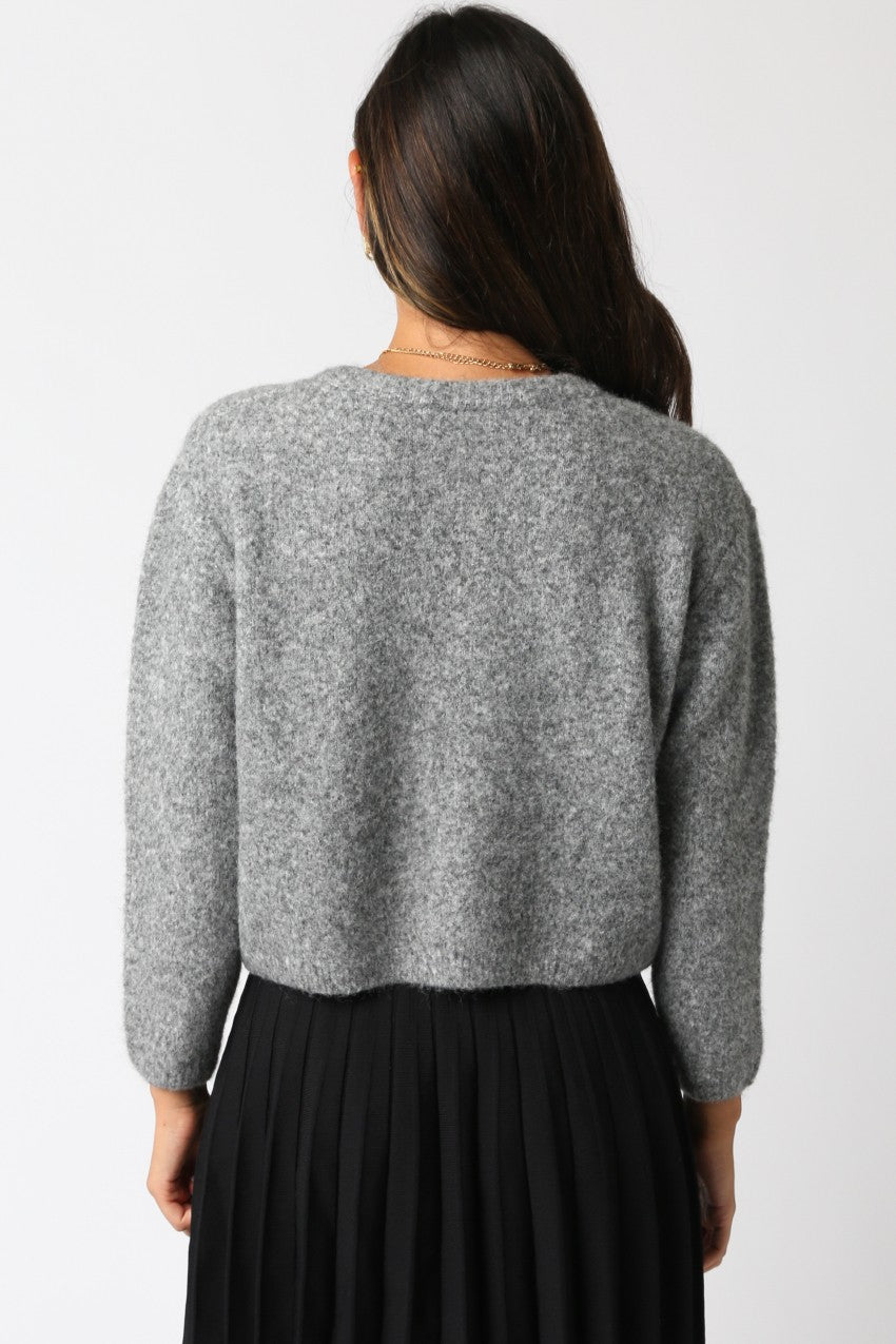 Lucy Button Top- Heather Grey