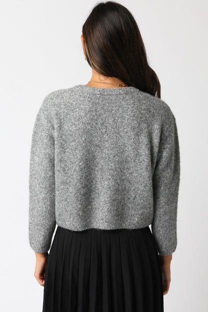 Lucy Button Top- Heather Grey