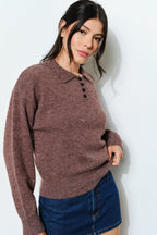 Gina Knit Polo- Chocolate