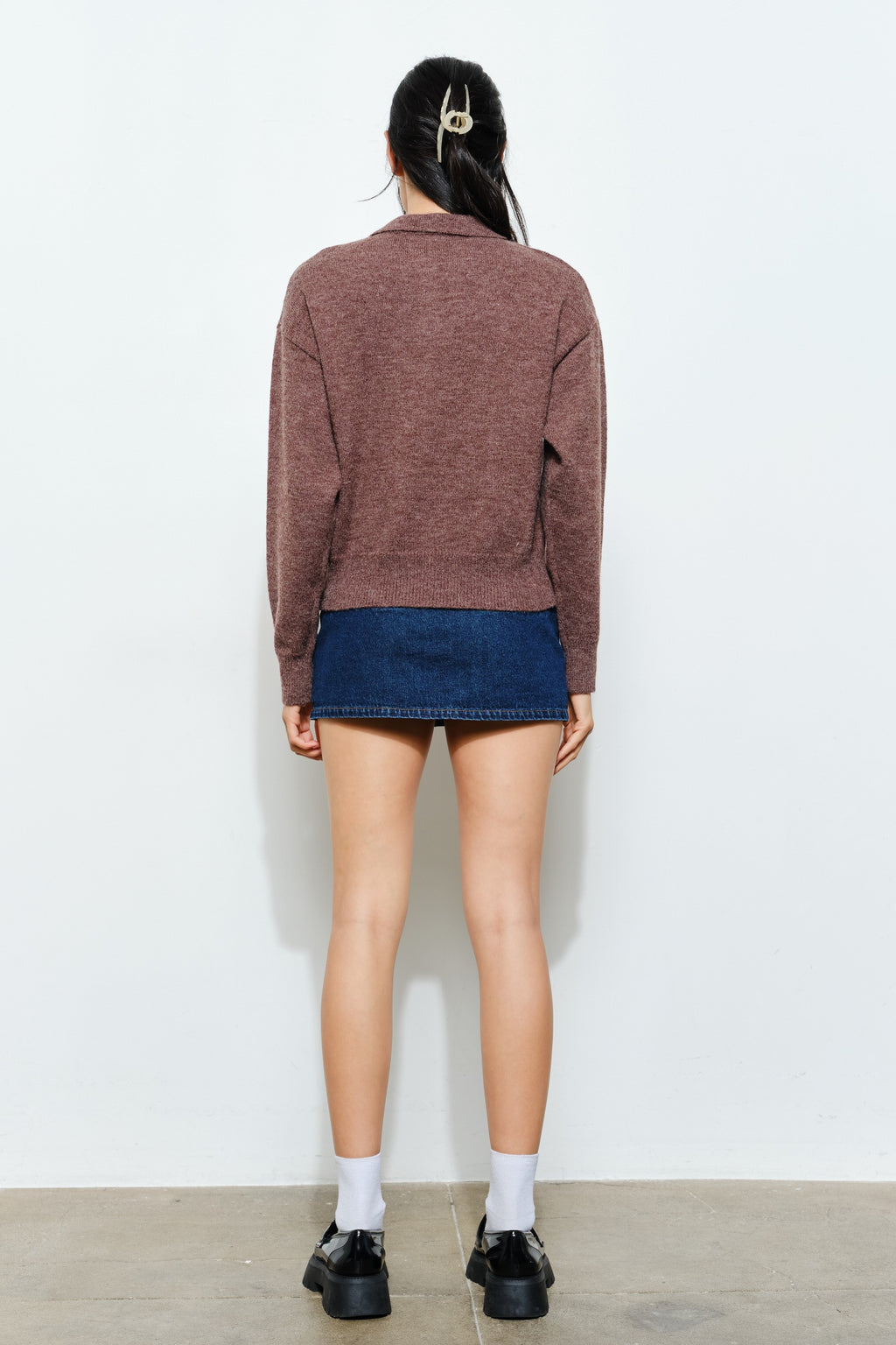 Gina Knit Polo- Chocolate