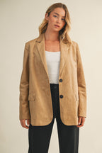 Suede Blazer Jacket- Taupe