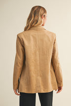 Suede Blazer Jacket- Taupe