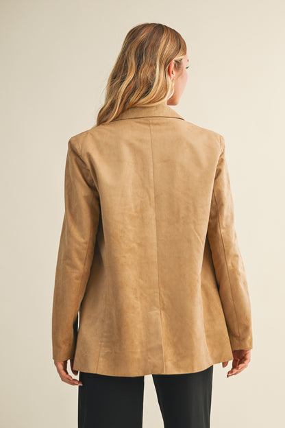 Suede Blazer Jacket- Taupe
