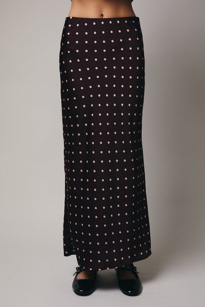 Windy Polka Dot Skirt- Wine/Blush